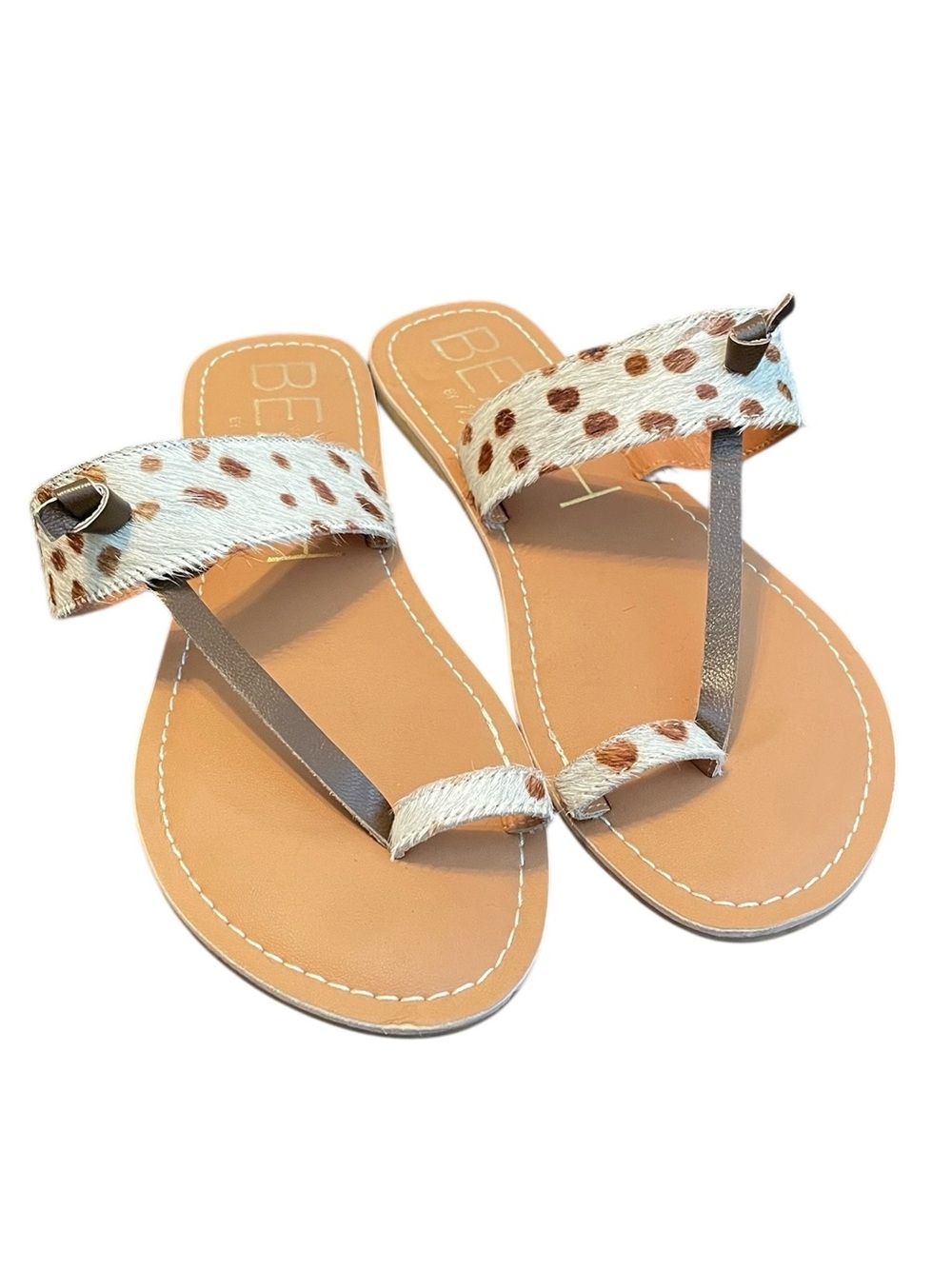 BEACH by Matisse Women's Beige Offshore Leather Cow‎ Hair Sandals Size 7M
